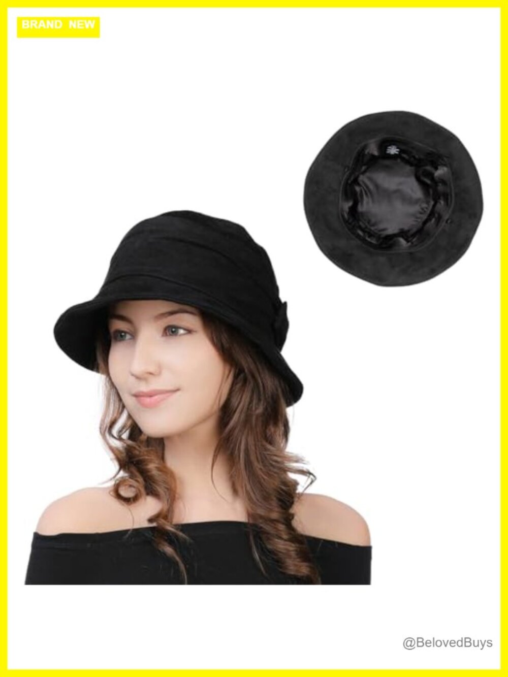 Comhats Womens Vintage Cloche Bucket Hat Satin Lined Packable Winter Party